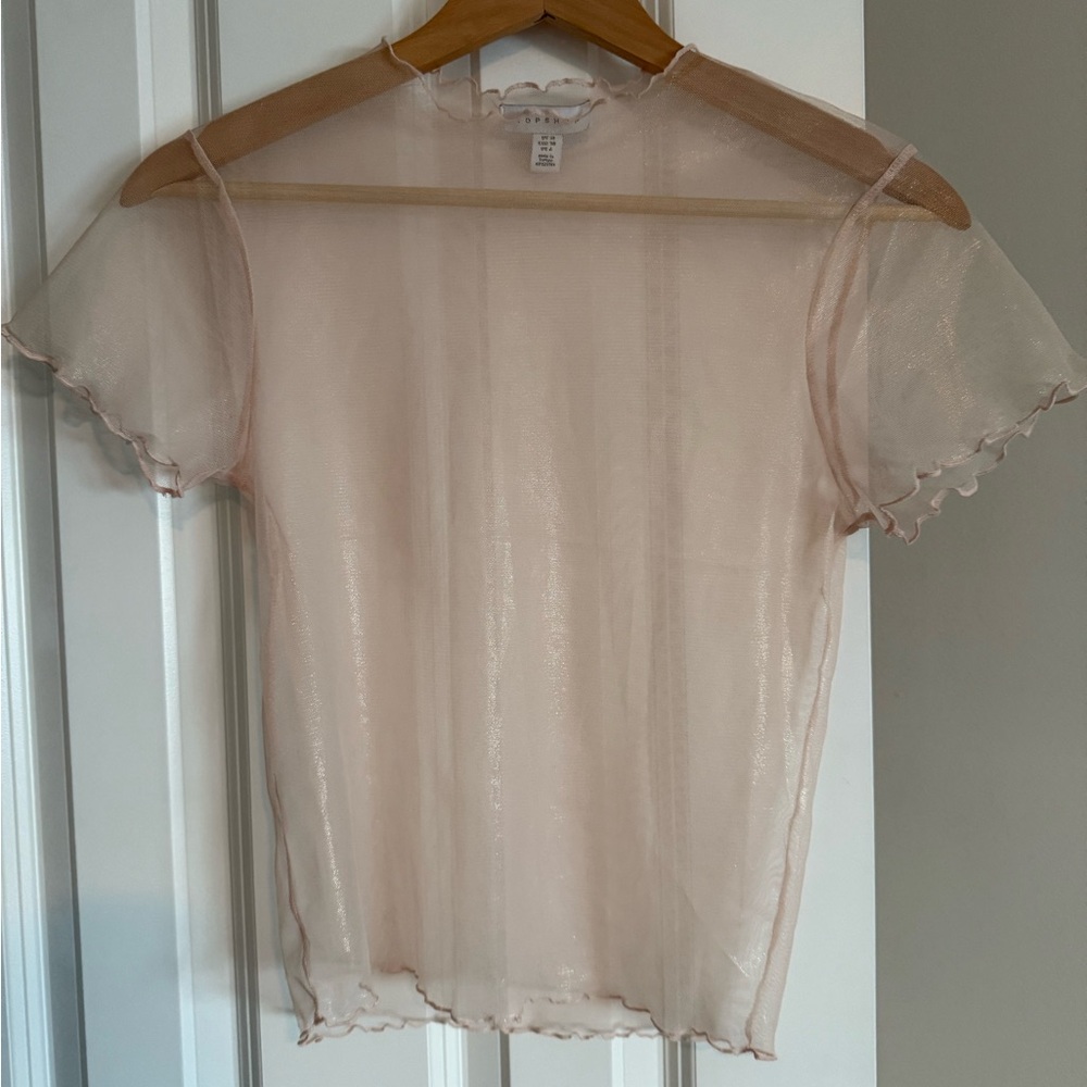 Topshop small sheer t-shirt (pink shimmer)
